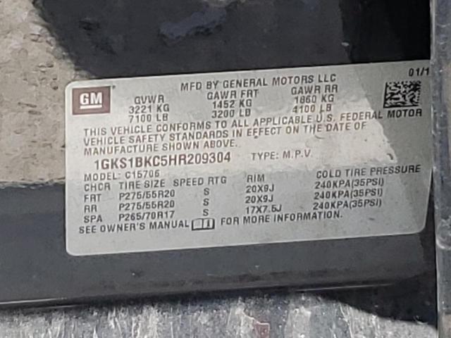 2017 GMC YUKON SLT Copart, lot number: 51340303, vin: 1GKS1BKC5HR209304. Thumbnail 13