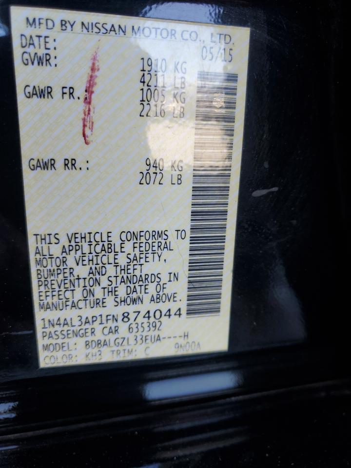2015 NISSAN ALTIMA 2.5 Copart, lot number: 76442753, vin: 1N4AL3AP1FN874044. Thumbnail 12